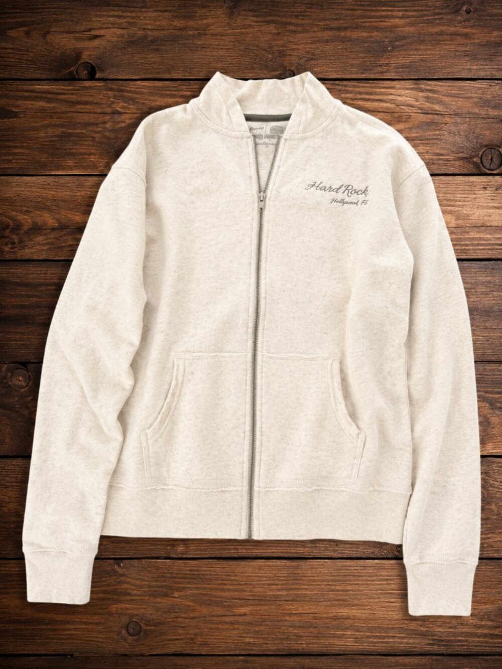 Hard Rock Hotel Hollywood FL Zip Hoodie Oatmeal Heather Sunburst Graphic Large